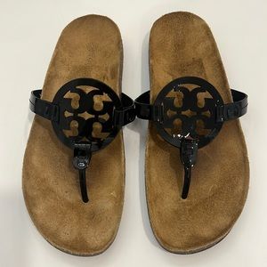 Tory Burch Miller Cloud Thong Sandals Black Size 9.5